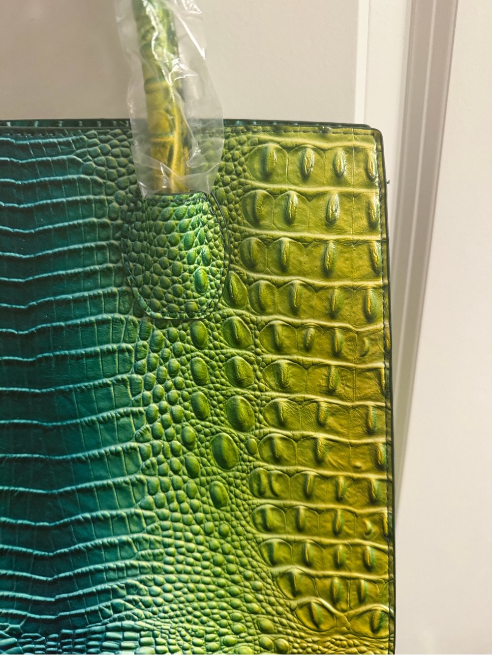 Green Ombre Croc-Embossed Top-Handle Bag - Picture 2 of 6